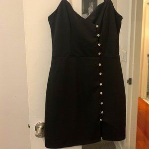Emma Button Front Black Mini Dress